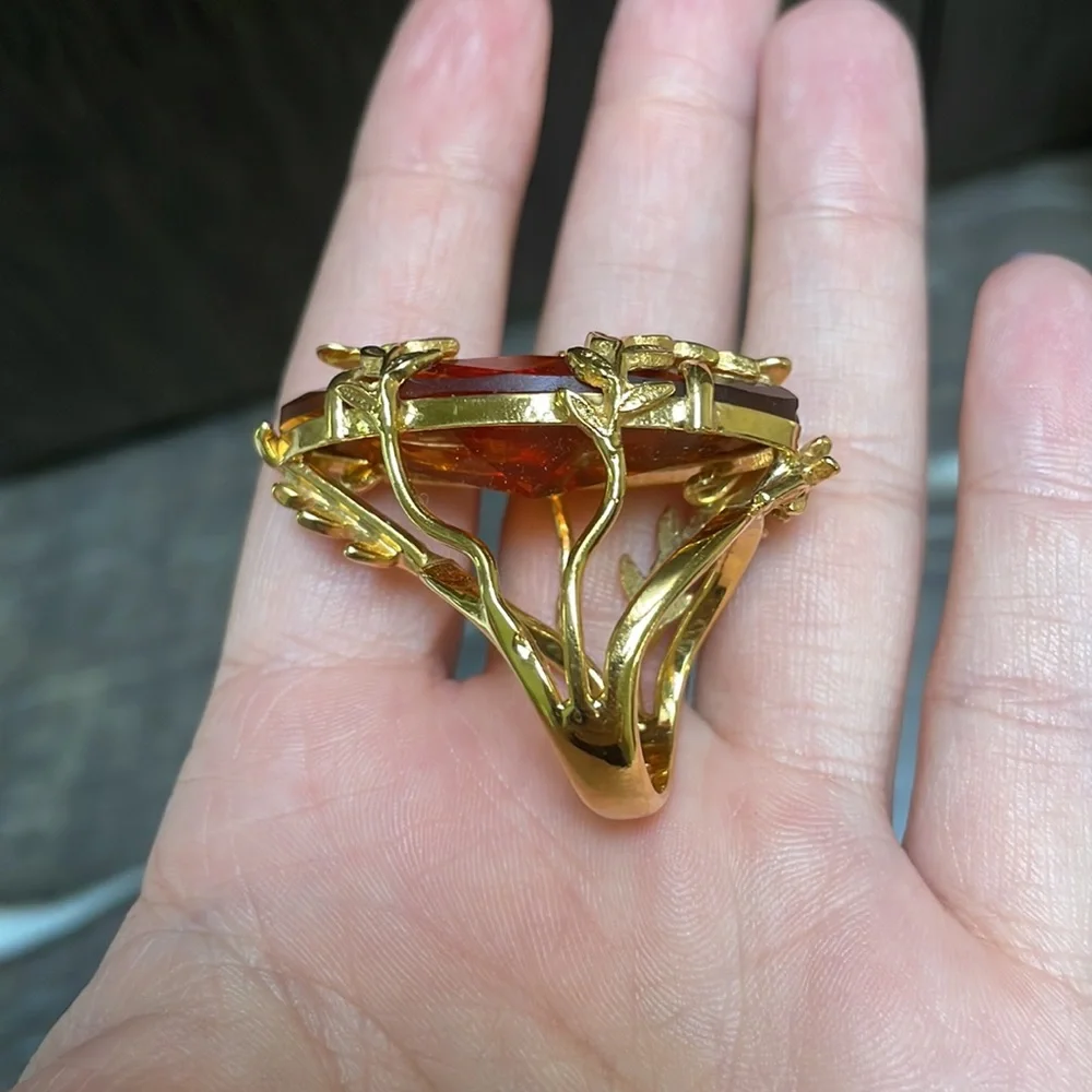 Gorgeous Cocktail Ring Dragonfly with Citrine Marquis cut